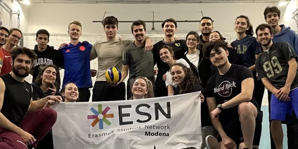 people together with ESN flag