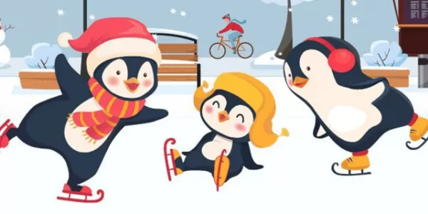 penguins ice skating