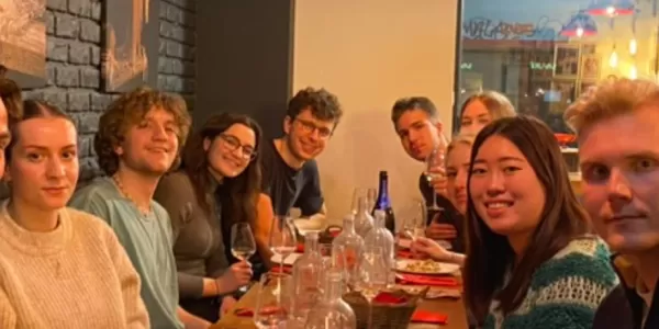 Erasmus students at the table