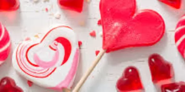 Heart-shaped lollipop candies