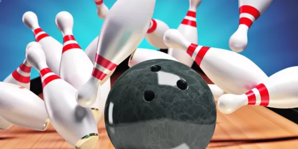 A bowling ball hitting the pins