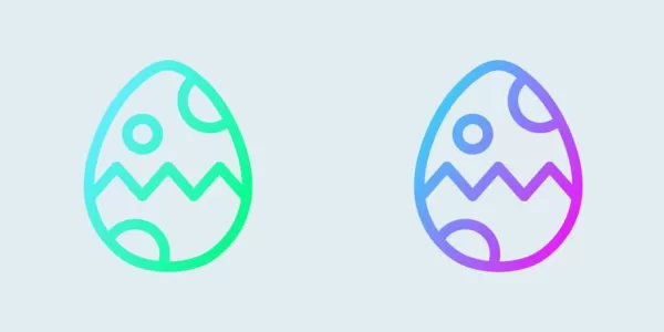 Easter egg line icons with gradient colors