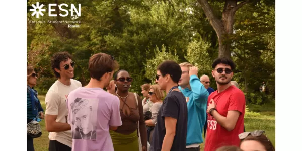 Group of people chatting in the park