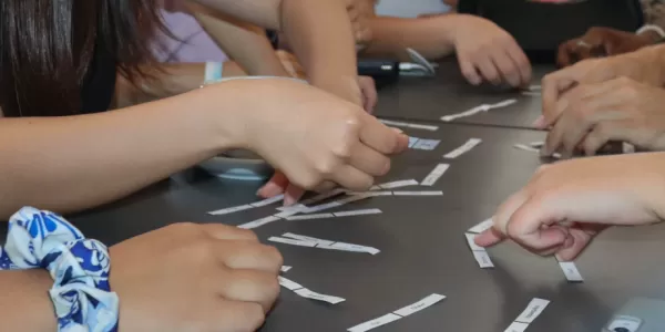 Domino game with portuguese words.