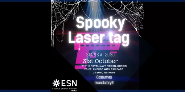 Poster that says spooky laser tag