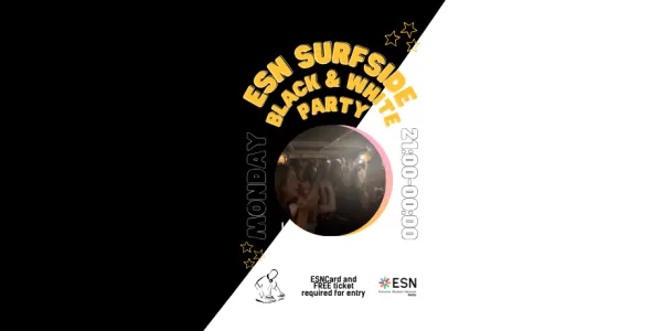 Poster for a black & white party at Surfside