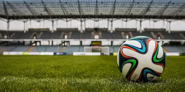 Image of a ball on a football field