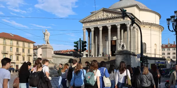 international students in front of Gran Madre