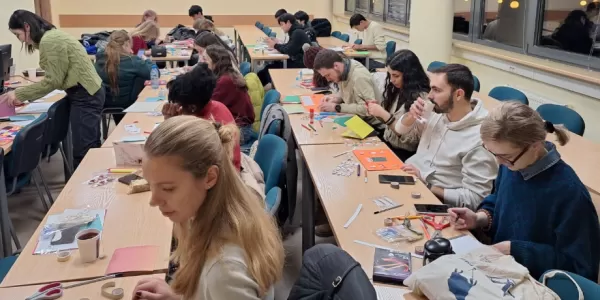 Students making crafts