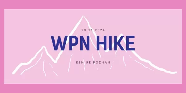 Grafika ukazuje parę podróżników. Na środku widnieje nazwa wydarzenia "WPN Hike".