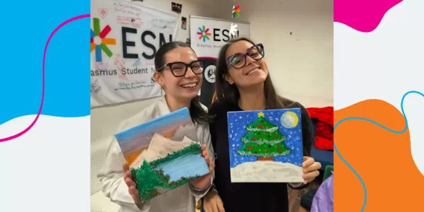 erasmus students with their painting