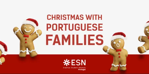 In this image we have in the center the official "Christmas with Portuguese Families" banner for the 2024 edition, and on each side images of two Christmas lunches from the project's participants.