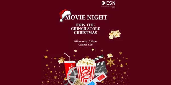 Flyer for a Christmas movie night watching 'How the Grinch stole Christmas'