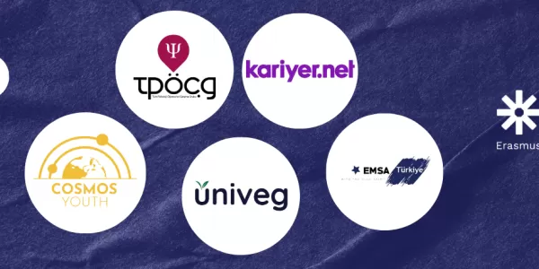 There are logos of the partners with whom we have organized the webinar together. EMSA Türkiye, Cosmos Youth, kariyer.net, Univeg, TPÖÇG