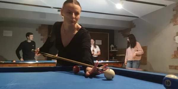 One of our erasmum playing the Biliard Tournment