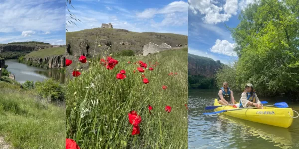 fotos del paisaje y de los erasmus en las canoas