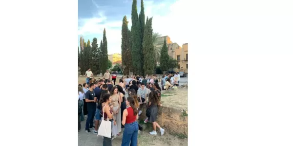 People gathering at Piazza Magione