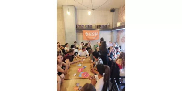 People entertained during the social mixer