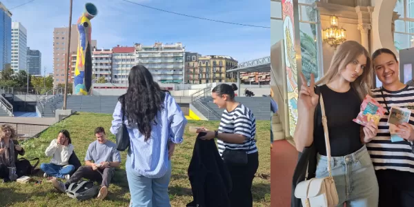 Collage of the activity with some portraits, the winners of the game and the picnic