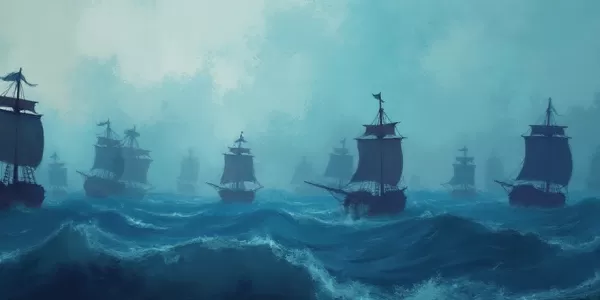Pirate ships on the sea