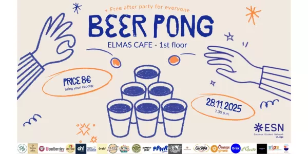 The image show a hand throwing a ball in a cup, a well as informations about the event such as price, time and place