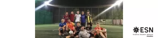 football match with erasmus students