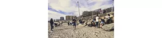 Exchange students cleaning the beach
