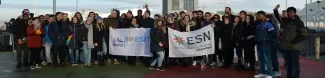 Group of Erasmi with ESN flags of Bonn and Duesseldorf