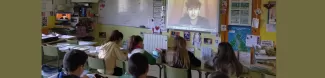 The classroom watching the video of Michael from Ireland