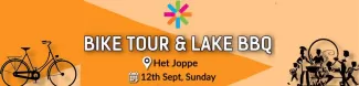 bike tour and lake bbq banner