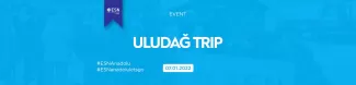 The text "Uludağ Trip" on a blue  background