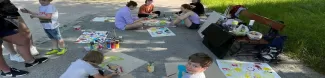 Children while painting