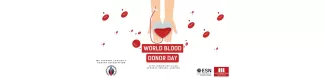 World blood donation cover picture : two hands carrying a blood heart