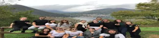 Group of Erasmus students with esn members at the Montisola Lake