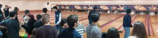 Students playing bowling
