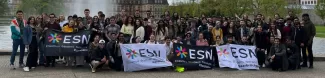 smiling people with ESN flags