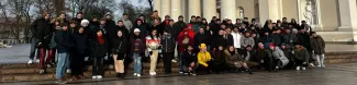 Students in front of Cathedral center