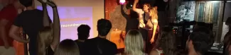 People singing in a karaoke in Plovdiv