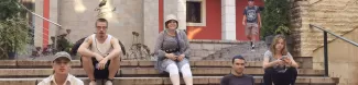 Some Erasmus studints taking a break in the theater in Plovdiv