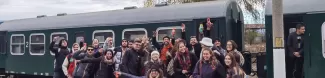Erasmus students arriving at the trainstation of Velingrad