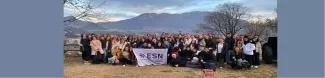Picture with ESN Bologna flag (hill in Trento)
