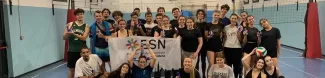 Group of international students with ESN Modena flag