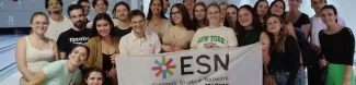 Group of international students with ESN Modena flag