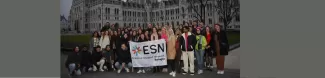 Group picture with ESN Bologna on the Parliament square of Budapest