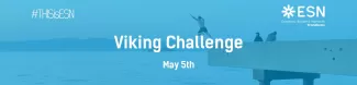 guy jumping into the fjords. text: "viking challenge. may 5th."