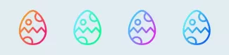 Easter egg line icons with gradient colors