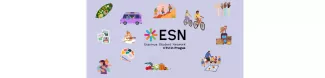 There is ESN CTU in Prague logo surrounded by pictures of various activities.