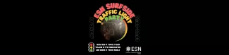 Poster that says Surfside Traffic Light party in red, yellow and green