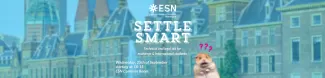 Image with the text "Settle Smart - Technical and legal aid for  exchange & international students", event date, time, and location