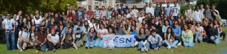 Photo group of international students in a park.